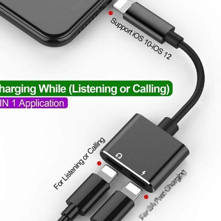 czg (SUPPORT OPEN MIC) ADAPTER DUAL LIGHTNING TO LIGHTNING IPHONE | CONVERTER 2IN1 AUDIO+CHARGER IPH
