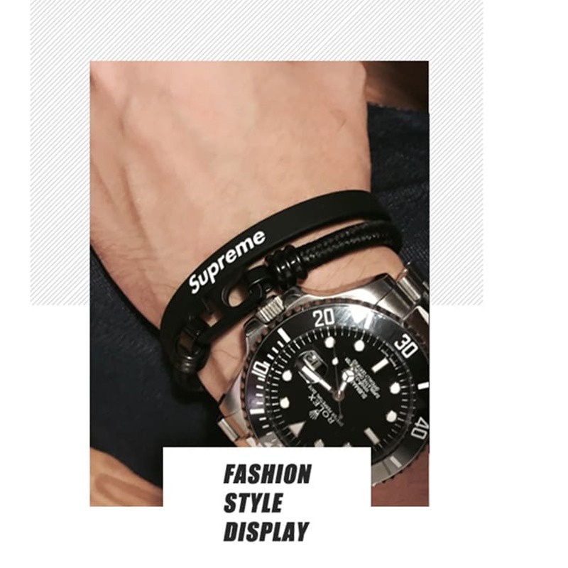 GELANG UNISEX MADNESS KAIN STAINLESS ANTI KARAT KOREA BLACK