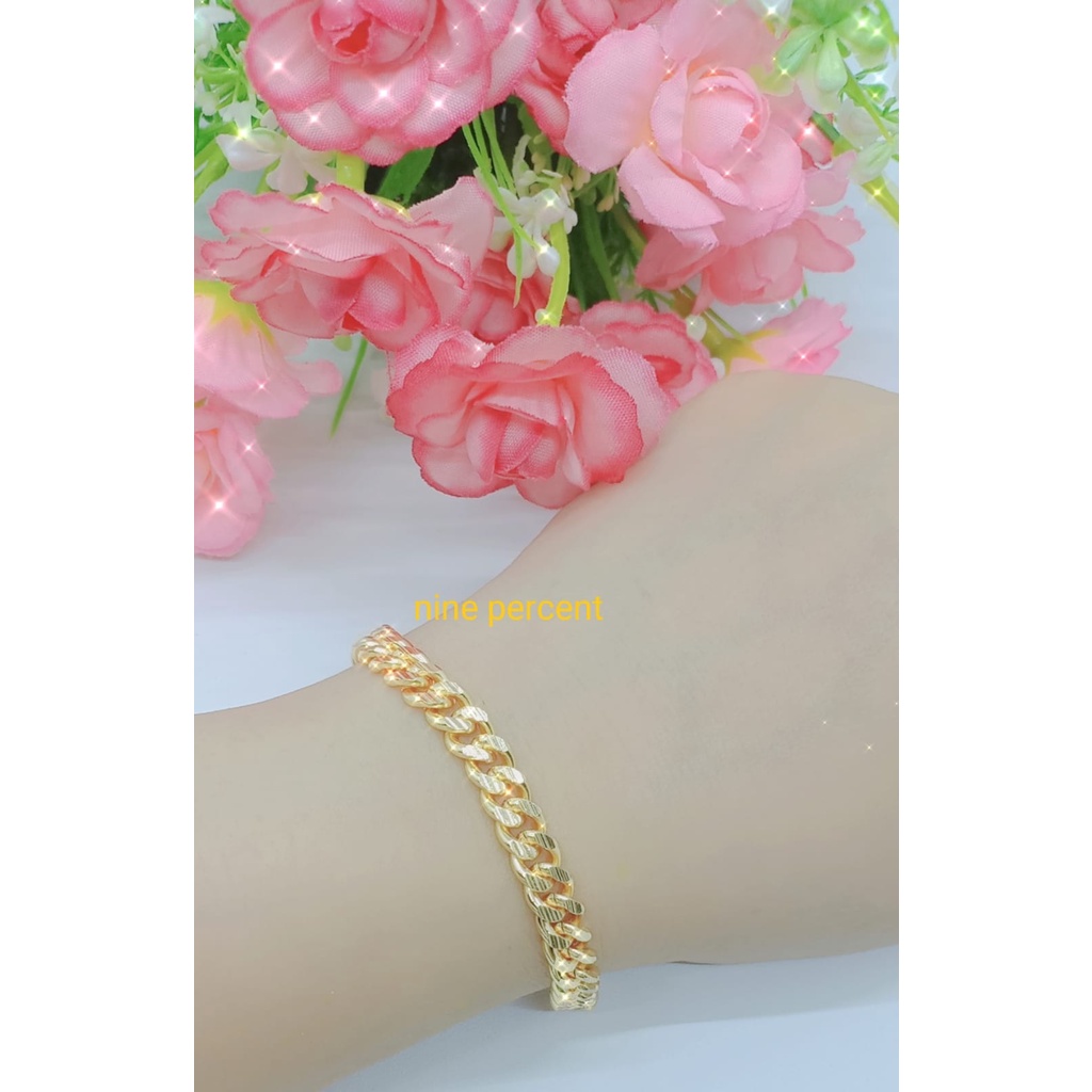 Gelang Tangan Xuping Gold Wanita Dewasa Motif Rantai Permata Lapis Emas LM