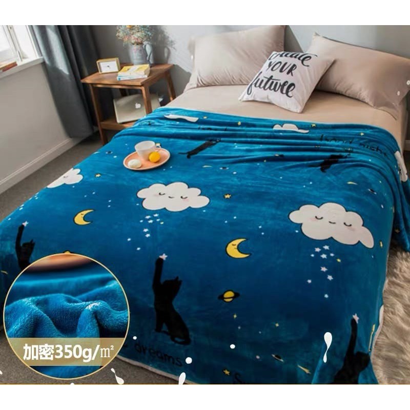 Selimut Bulu Halus Dewasa 150x200 Termurah Terlaris Motif Aesthetic New Arrival-Moon New
