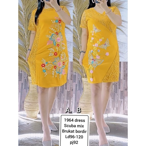 dress scuba bordir brokat 41 & 1964 fit bigsize jumbo ket foto