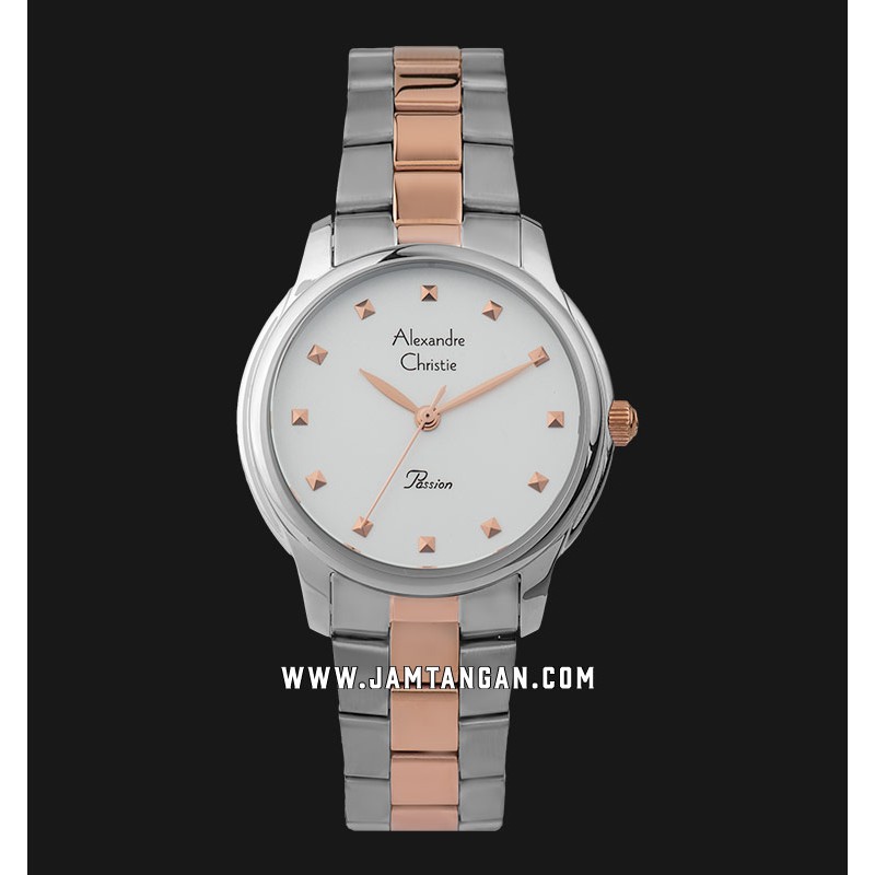 Alexandre Christie AC 2835 LH BTRSL Ladies Silver Dial Dual Tone Stainless Steel