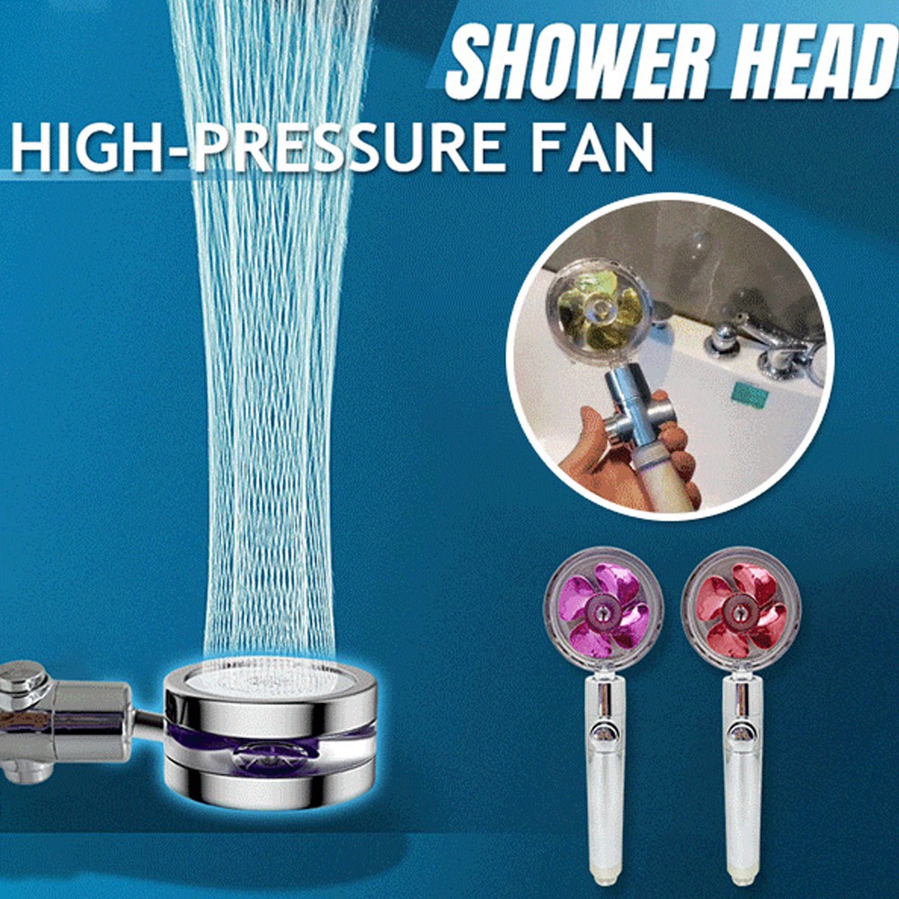 Shower Turbo Head Water Saving High-Pressure Rainfall Propeller ABS Jet Shower Head 360 Rotation Toilet Bathroom Accessories Shower Pancuran Air Kencang / Hand Shower Tiang Stainless / Shower Kipas Pancuran Air Deras