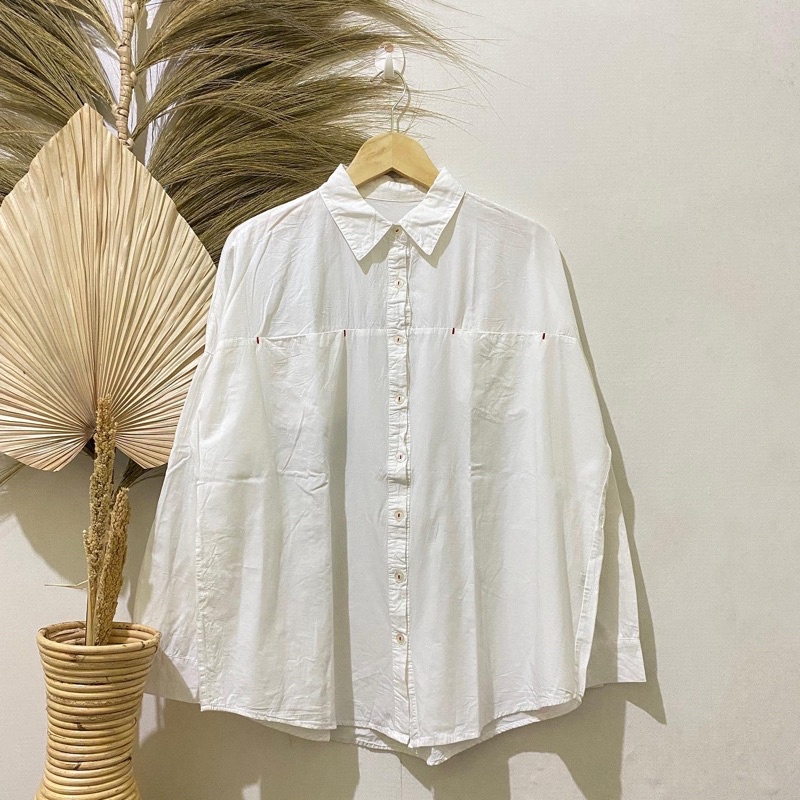 Thrift Kemeja Blouse Atasan Wanita Motif Polos Vintage - Batch 37 (B2-153 s/d B2-192)-B2-158