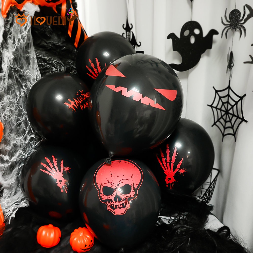 10pcs / Set Balon Desain Hantu Laba-Laba Horror Untuk Dekorasi Pesta Halloween