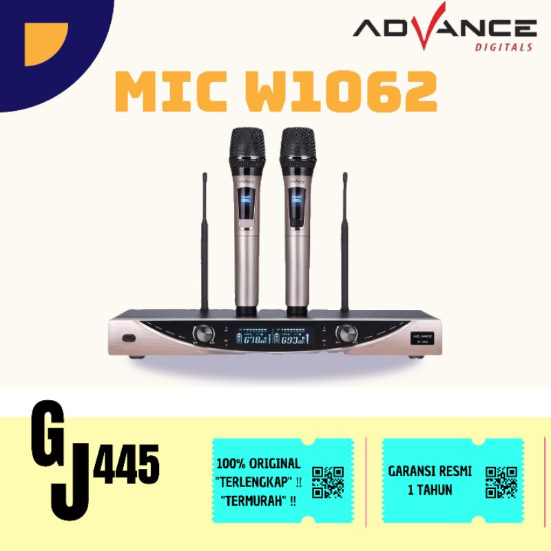 ADVANCE W1062 W 1062 Dual Mic Wireless Profesional Microphone + amplifier mic wireless