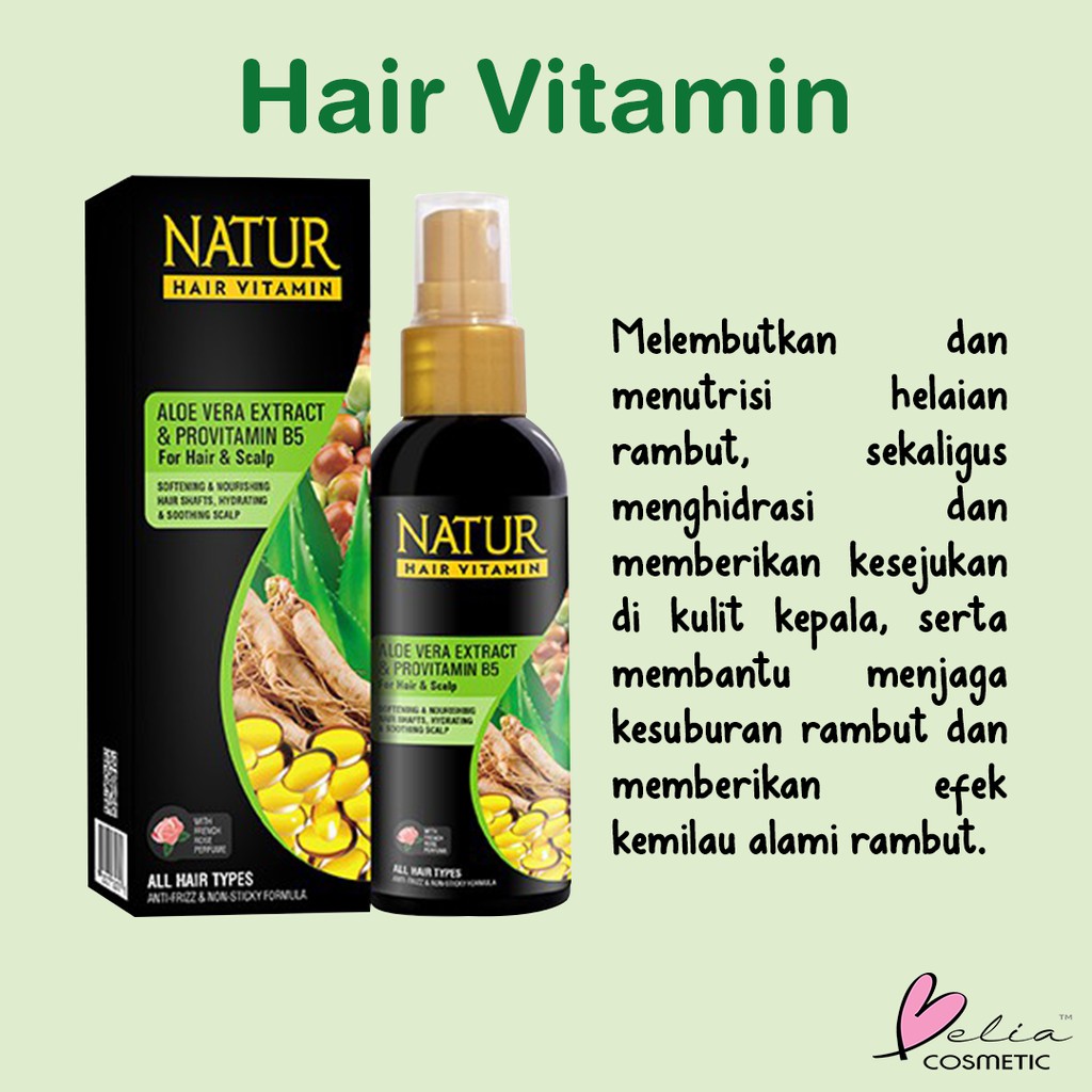 ❤ BELIA ❤ NATUR Hair Mask | Hair Vitamin | 2 in 1 Shampoo &amp; Hair Tonic Ginseng Aloevera(✔️BPOM)