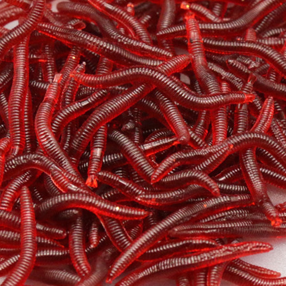 50Pcs Umpan Pancing Bentuk Cacing Tanah Warna Merah