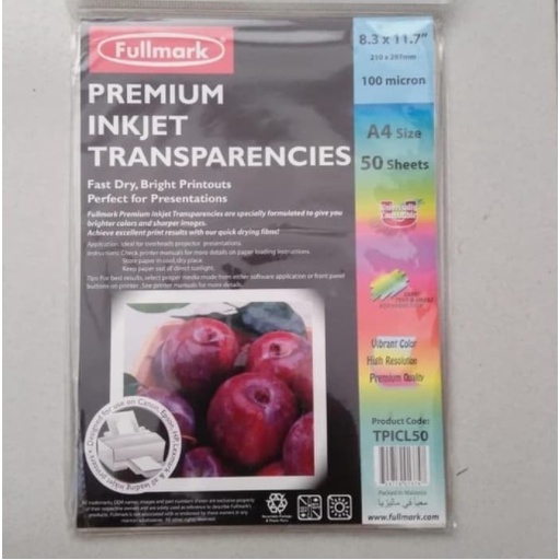 

Fullmark Premium Inkjet Paper Transparencies A4