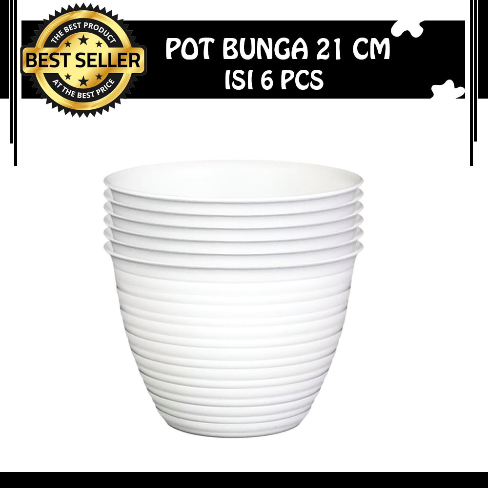 6 pcs Pot BungaTanaman Plastik sarang tawon Putih 21 cm