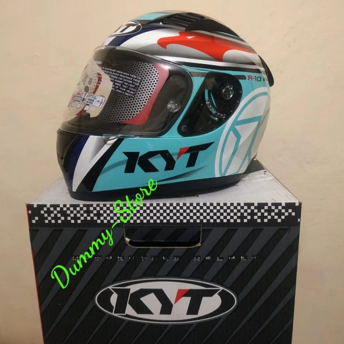Helm Full Face KYT R10 AQUAMARINE VISOR FLAT