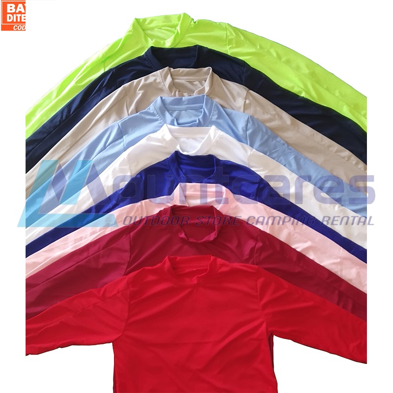 MANSET BAJU OUTDOOR HITAM POLOS LENGAN PANJANG ADA LUBANG JEMPOL BASELAYER NON THUMBHOLE PRIA WANITA