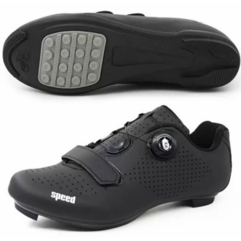 Speed Sepatu Sepeda Non Cleat Bicycle Shoes Cleats Sepatu Gowes Plat Sepeda Lipat Roadbike MTB Hitam