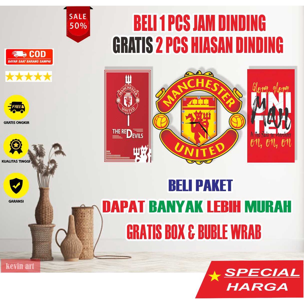 JAM DINDING UNIK LOGO MANCHESTER UNITED GRATIS HIASAN DINDING PAJANGAN DINDING DEKORASI DINDING KAMAR TIDUR POSTER DINDING KOLEKSI KLUB MANCHESTER UNITED RED DEVIL HOBI AKSESORIS KAMAR TIDUR MINIMALIS UNIK KEREN TERLARIS PALING BARU ARTISTIK MODERN MEWAH