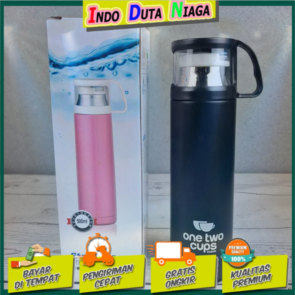 One Two Cups Botol Minum Thermos with Cup Head 500ml - SUS304