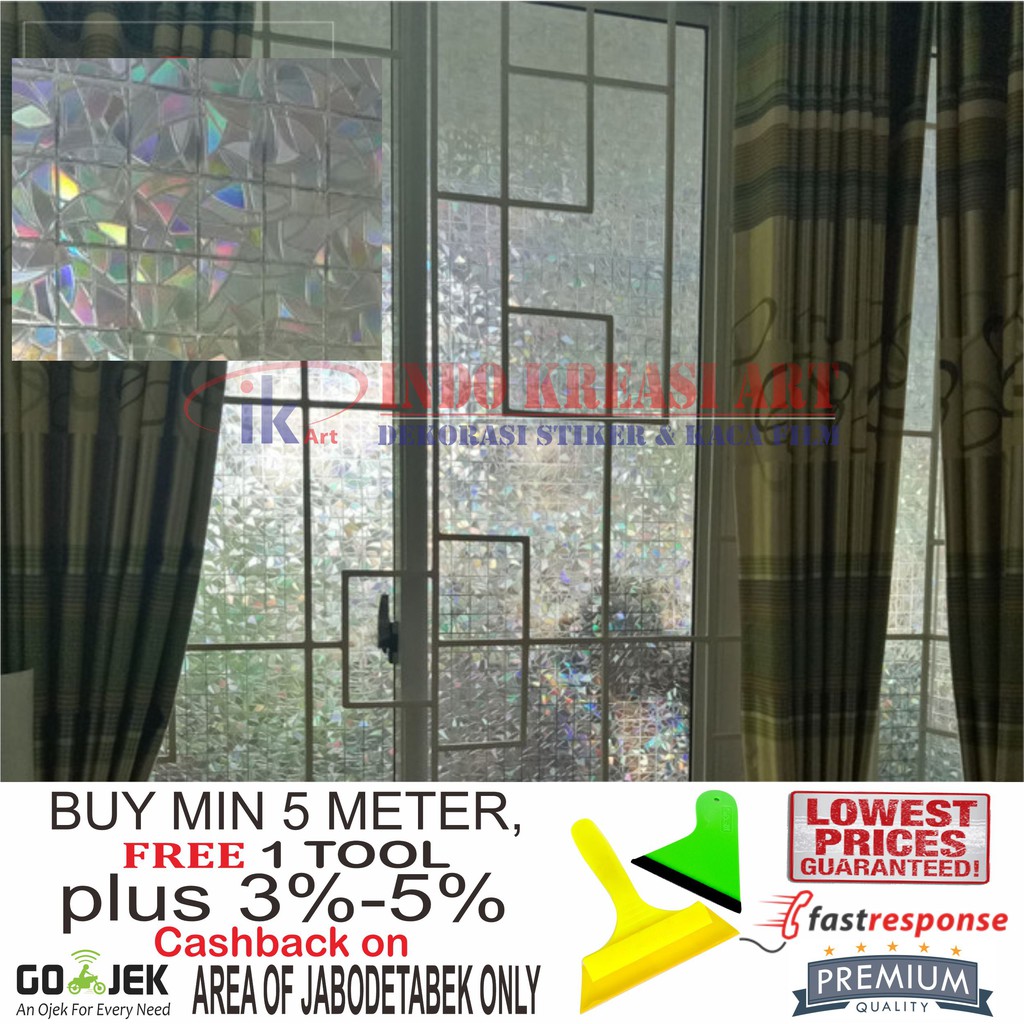 STIKER KACA STICKER KACA MOTIF KOTAK BLING RAINBOW 122 KACA FILM MOTIF PELAPIS KACA JENDELA