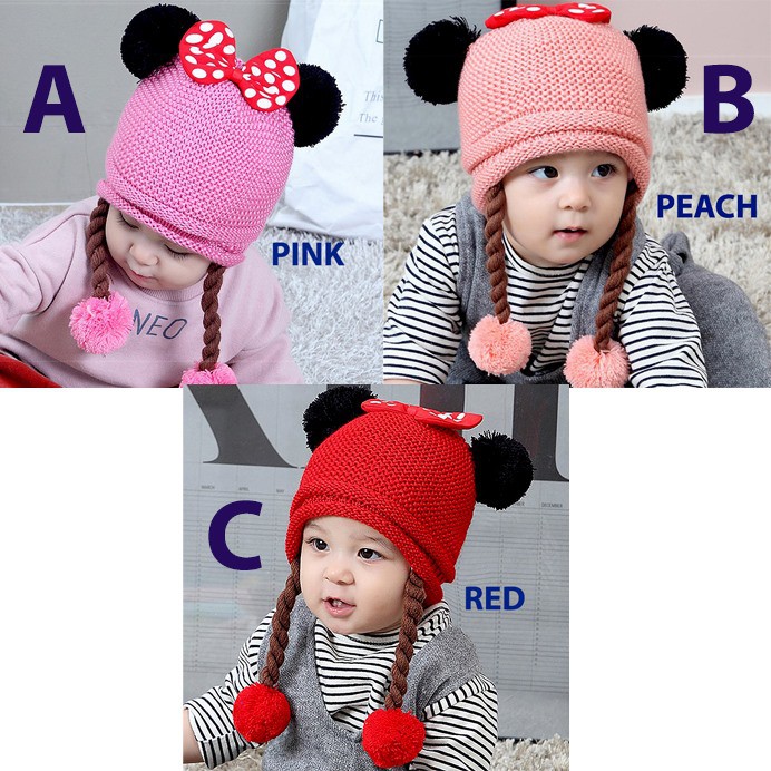 Topi Kupluk PomPom POLKADOT