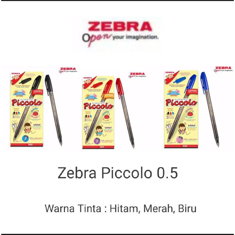 

Bulpen Zebra Piccolo 0.5 warna Hitam Biru Merah