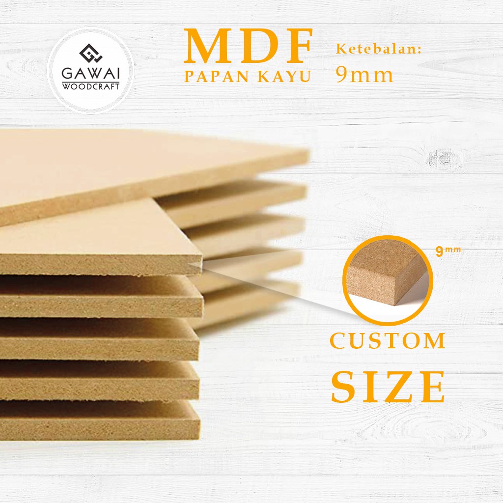 Papan Kayu MDF 9mm Custom