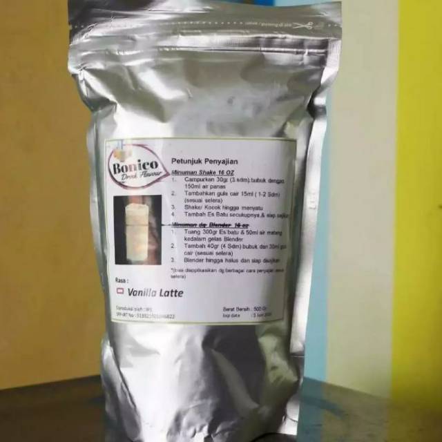 

bonico VANILLA LATTE 250gr bubuk minuman ice blend drink flavour powder