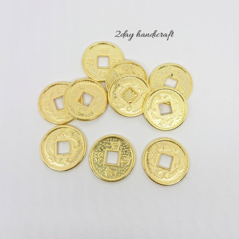 10pcs Replika Koin Cina Gold 24mm - Replika Koin Cina Bahan Plastik CCB