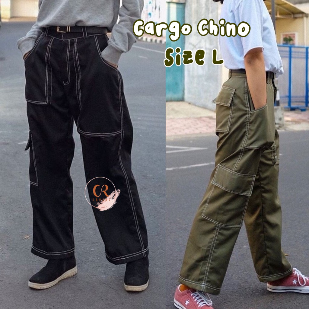   Celana Chino Cargo  American Drill Shopee 