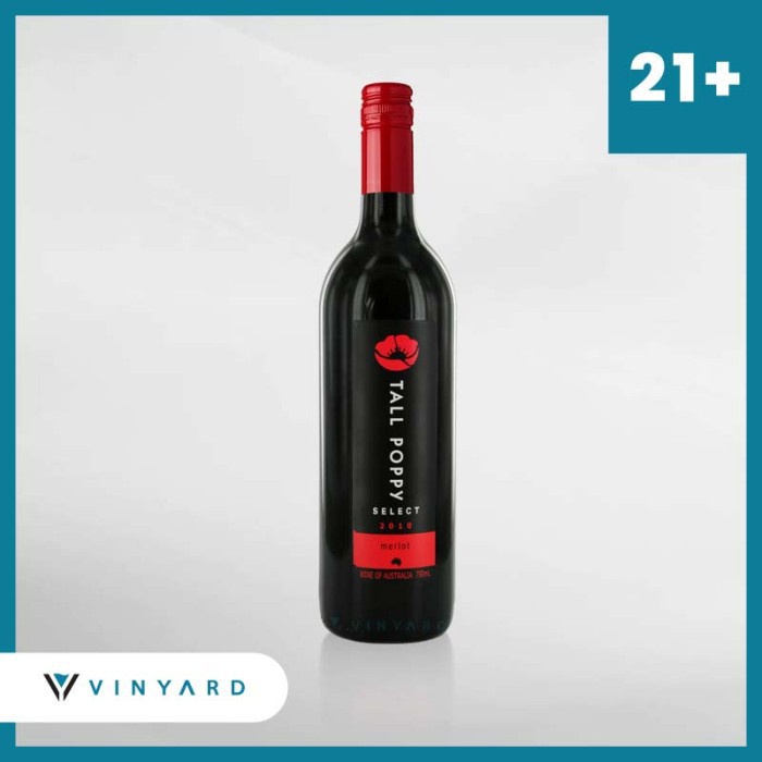 Tall Poppy Merlot 750 Ml ( Original &amp; Resmi By Vinyard )