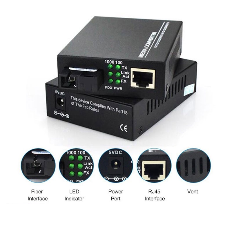 【COD】100Mbps A/B 2 SC 4 Rj45 Gigabit Fiber Optical Media Converter Switch Fiber Transceiver