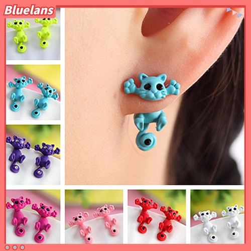 Anting Stud Desain Kartun Hewan Kucing 3D Untuk Perhiasan