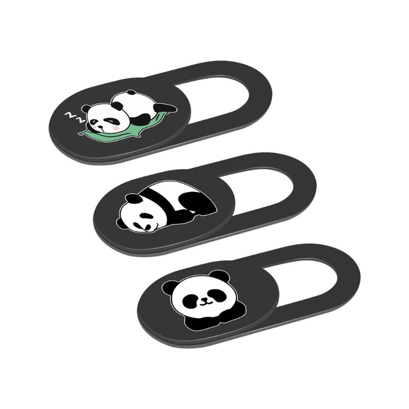 Vivi 3pcs Stiker Cover Pelindung Lensa Kamera Webcam / Handphone / Komputer Motif Panda Lucu