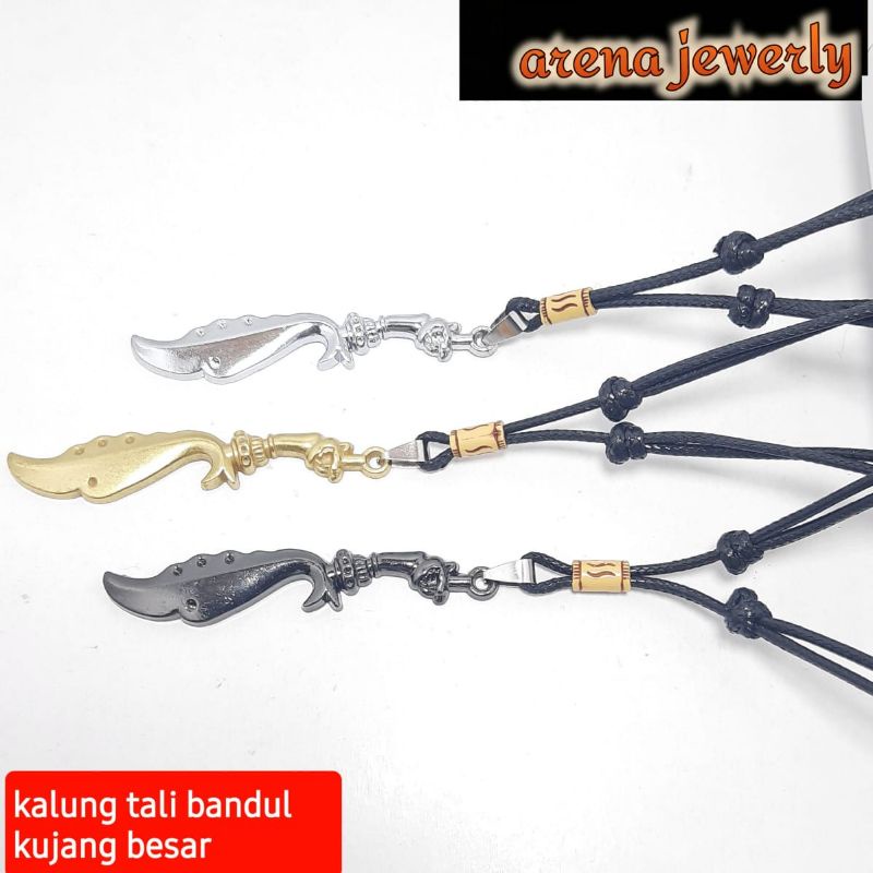 Kalung Tali Bandul Kujang Besar Kalung Tali Kujang Pria Wanita Kalung Kujang