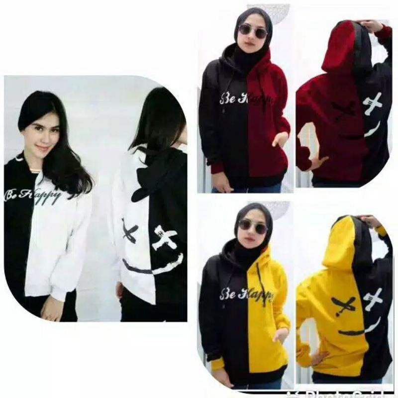 SWEATER HOODIE BE HAPPY/SWEATER HOODIE WANITA TERMURAH/SWEATER HOODIE WANITA TERLARIS/SWEATER HOODIE