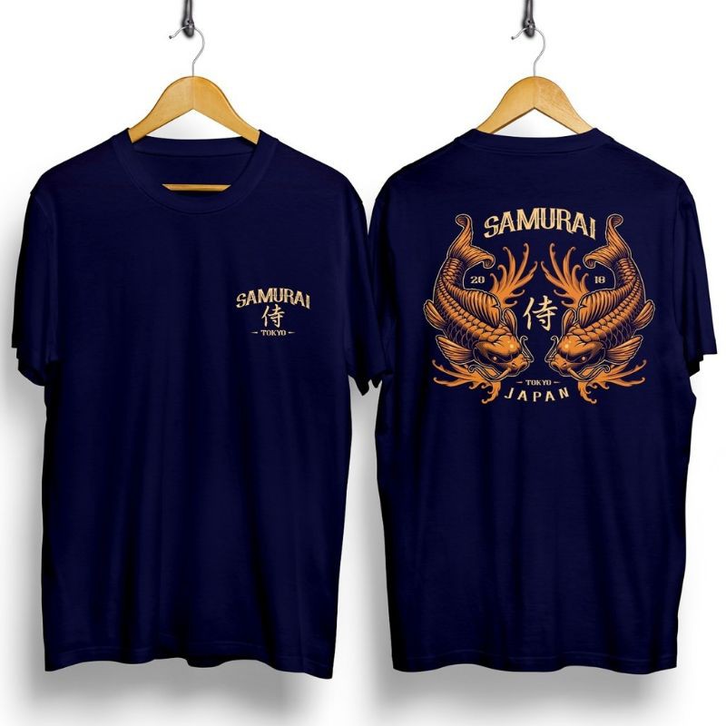 Fourfashion Kaos Pria Kaos Distro SAMURAI KOI TOKYO NavyBlue CN882