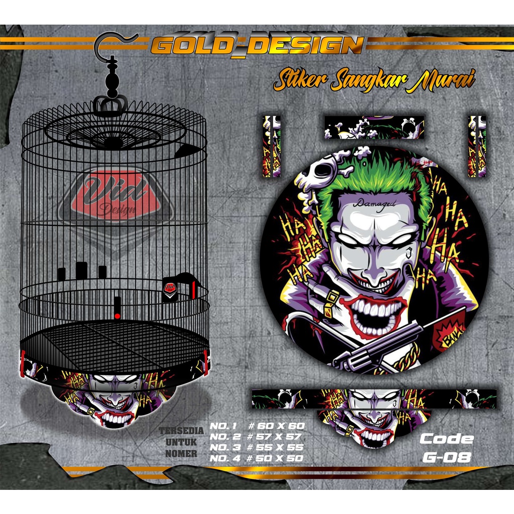 Stiker Sangkar Murai Tebok Murai Decal Kandang Burung Bulat Motif Joker No 1 2 3 4