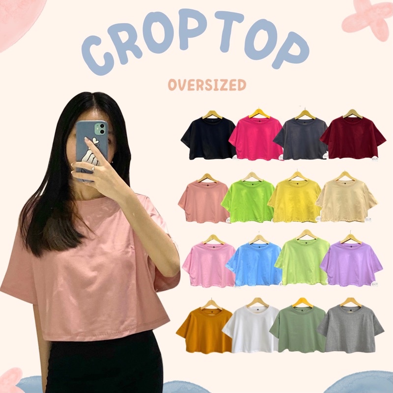 BLOOMANIA Kaos Polos CROP TOP OVERSIZED Cotton Combed 20s