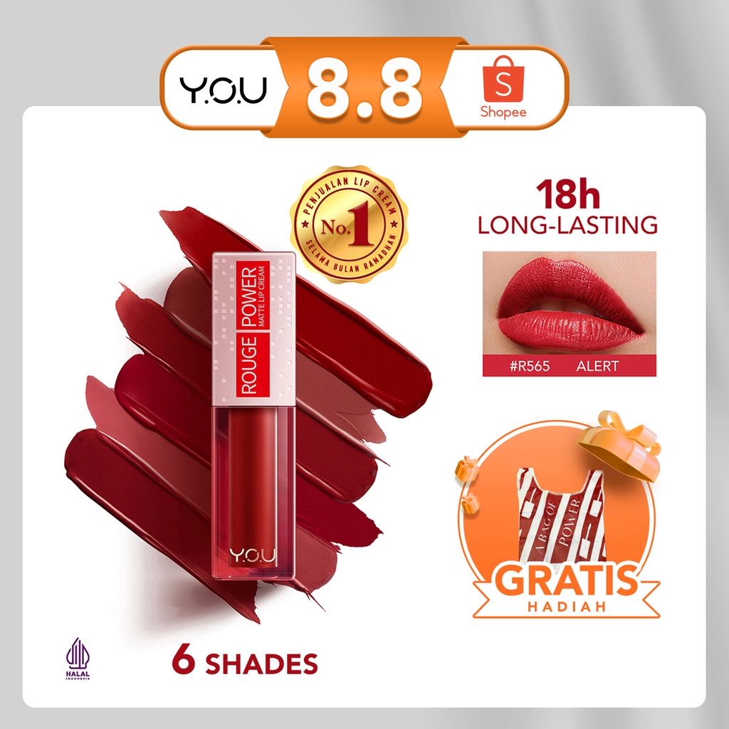 YOU Y.O.U Rouge Power Matte Lip Cream | Matte Finish, Tahan Lama, Nourishing, with Manuka Honey