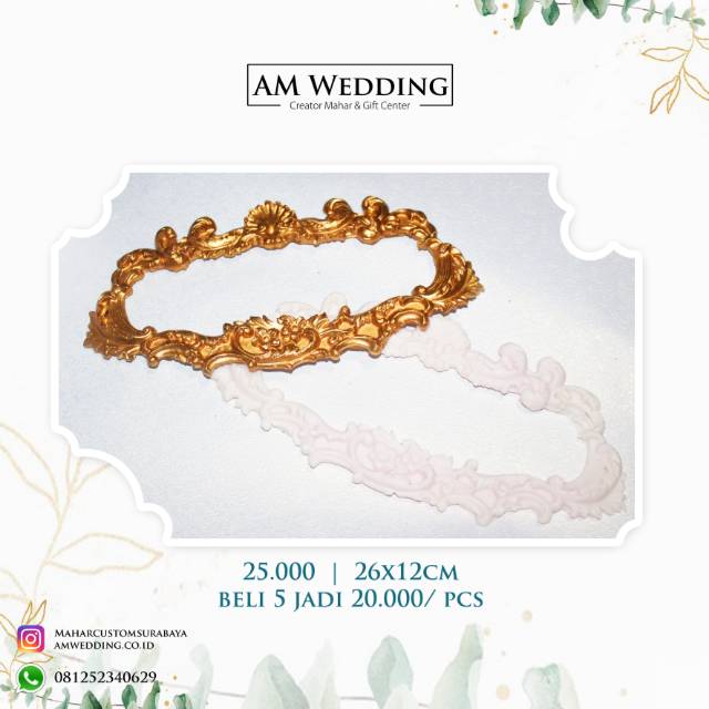 Resin oval ukir mahar scrap frame