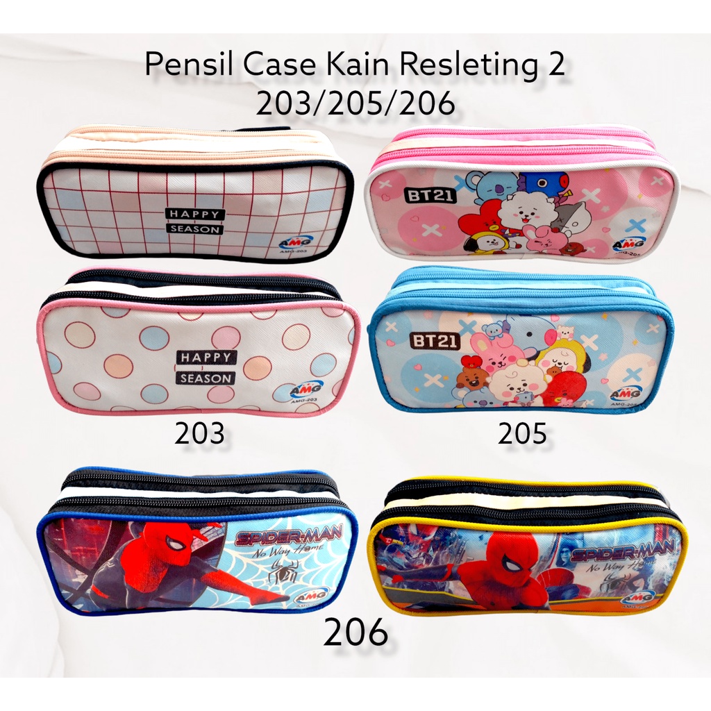 

Tempat Pensil Bahan Kain Resleting 2 Campur