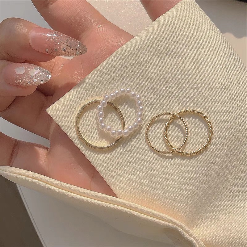 Set Cincin Mutiara Gaya Hipster Untuk Aksesoris