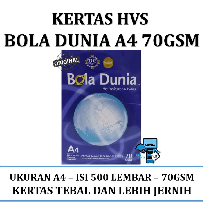 

Kertas HVS Bola Dunia Paper A4 70 Gram 500 Lembar