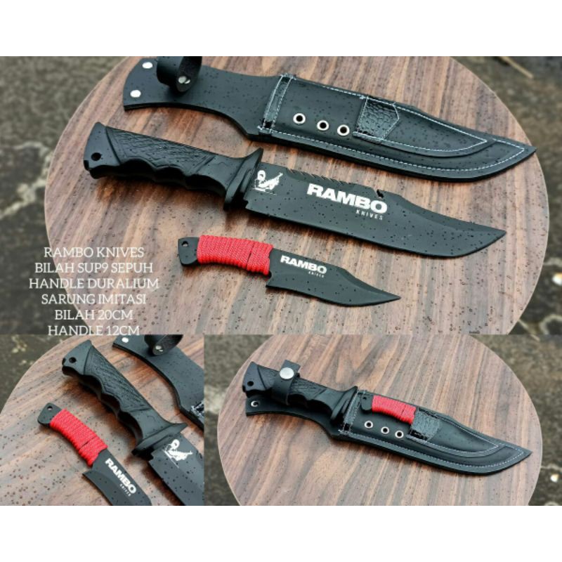 Pisau Survival Rambo Anak Hitam