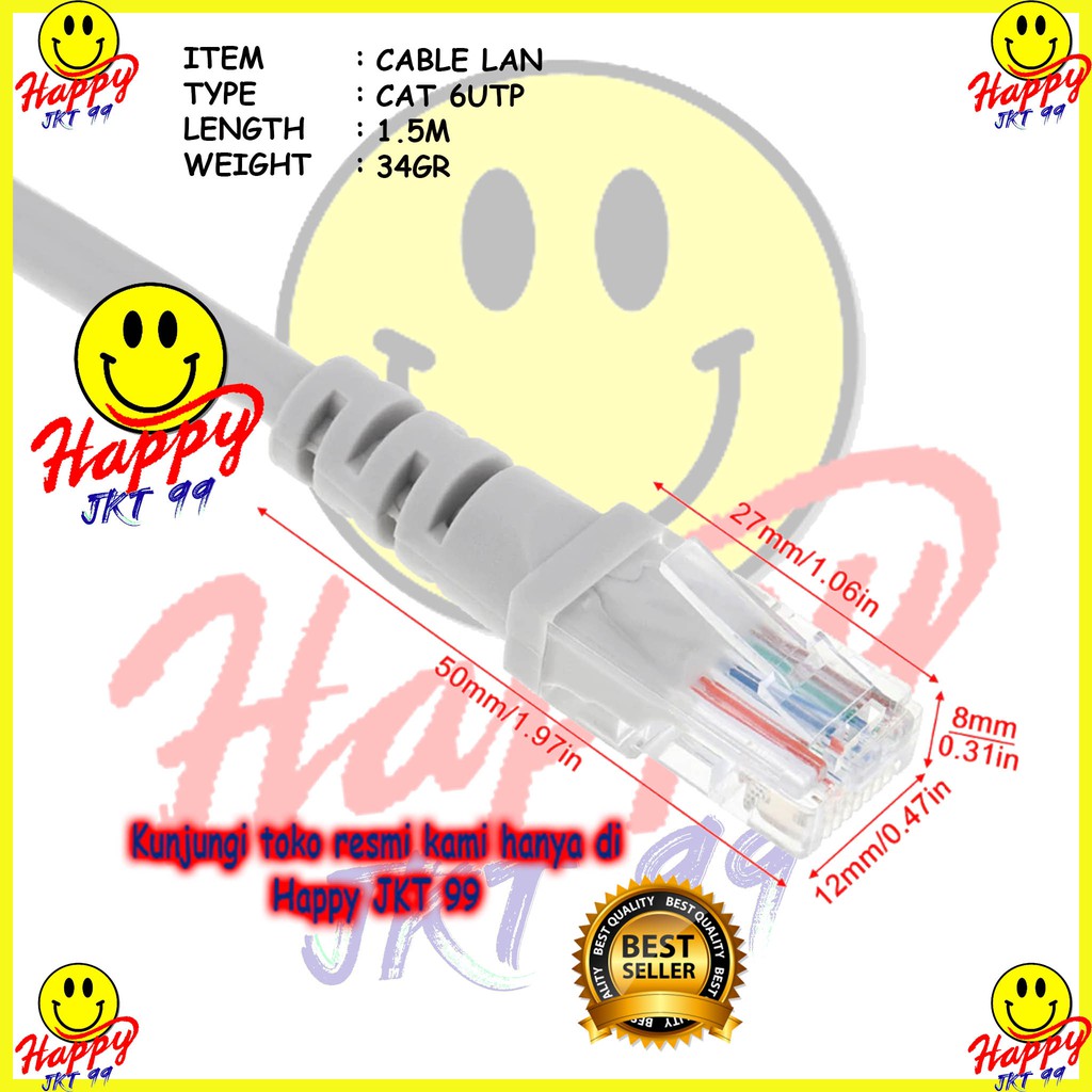 [ HAPPY JKT 99 ] KABEL LAN UTP 1,5M 1.5M 1,5 1.5 M METER CAT6 CAT 6