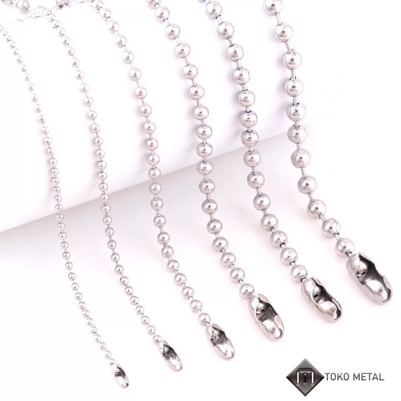 KALUNG BAJA TITANIUM RANTAI BIJI LADA ANTI KARAT SILVER PRIA &amp; WANITA 75 CM [TOKO METAL]