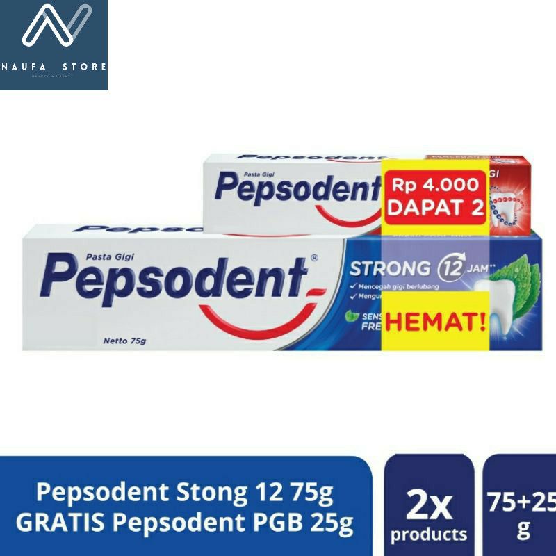 Pepsodent Pasta Gigi Strong - 75 Gr dan Pepsodent White - 25 Gr