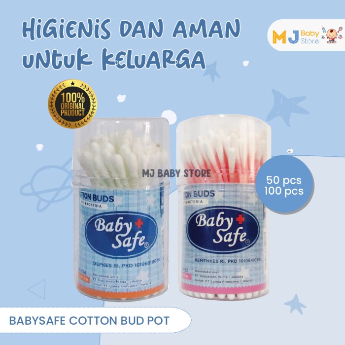 COTTON BUDS BABY SAFE &quot;POT&quot; ISI 50 &amp; 100 | Korek Kuping / Telinga