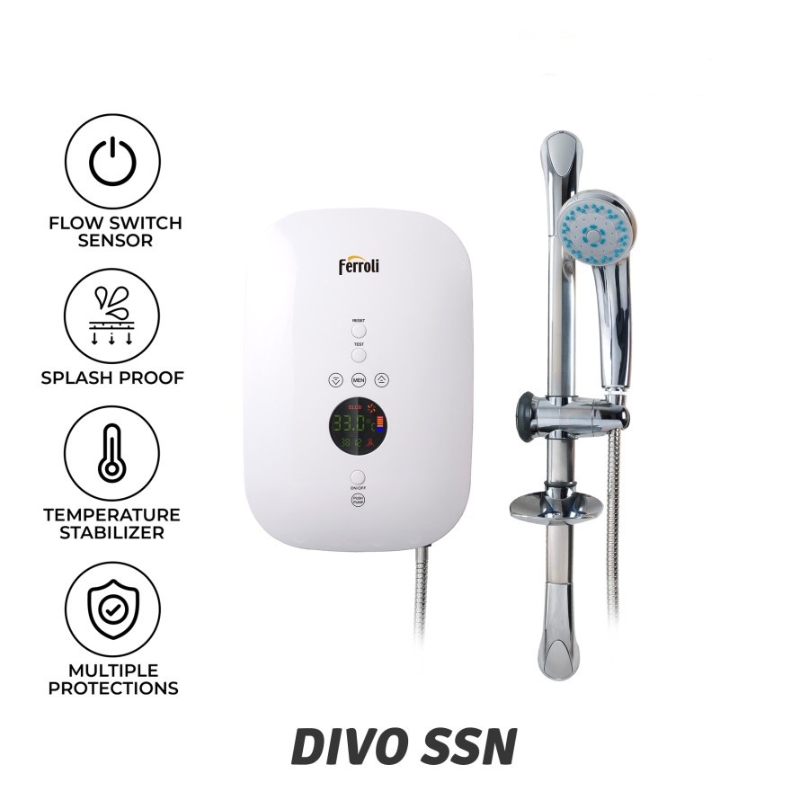 Ferroli Instant Electric Water Heater Divo Series SSN 2.4S Low Watt