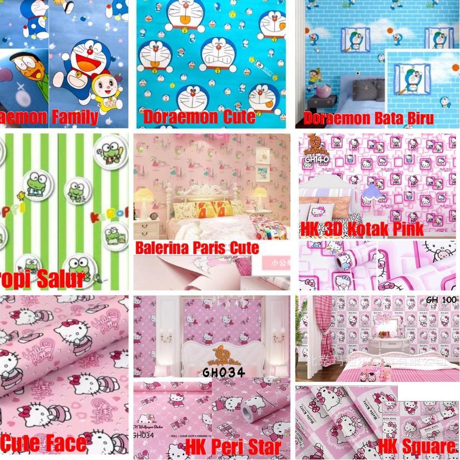 Promo Wallpaper Dinding Helo Kity Keropi Wallsticker 45 Cm X 10 M Doraemon Hello Kitty Terbaik Te Shopee Indonesia