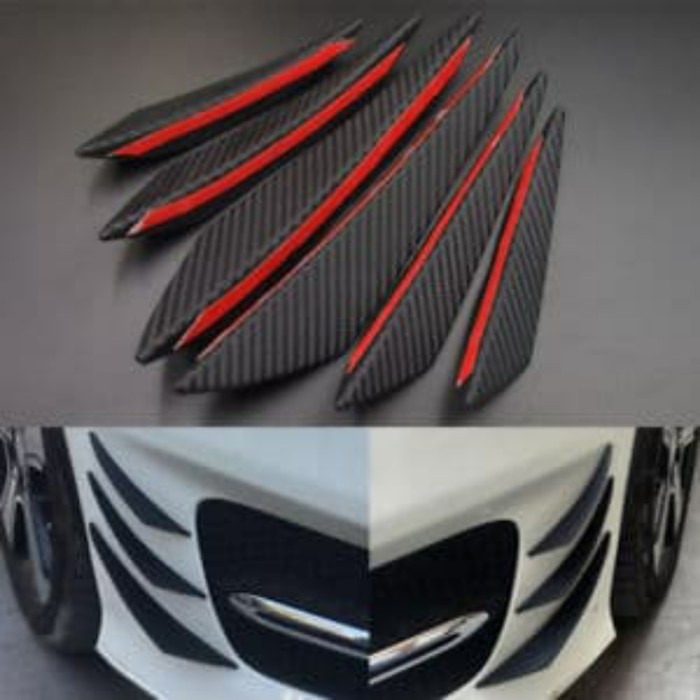 6 Pcs Carbon Front Bumper Splitter Lis Carbon Bumper Depan Mobil