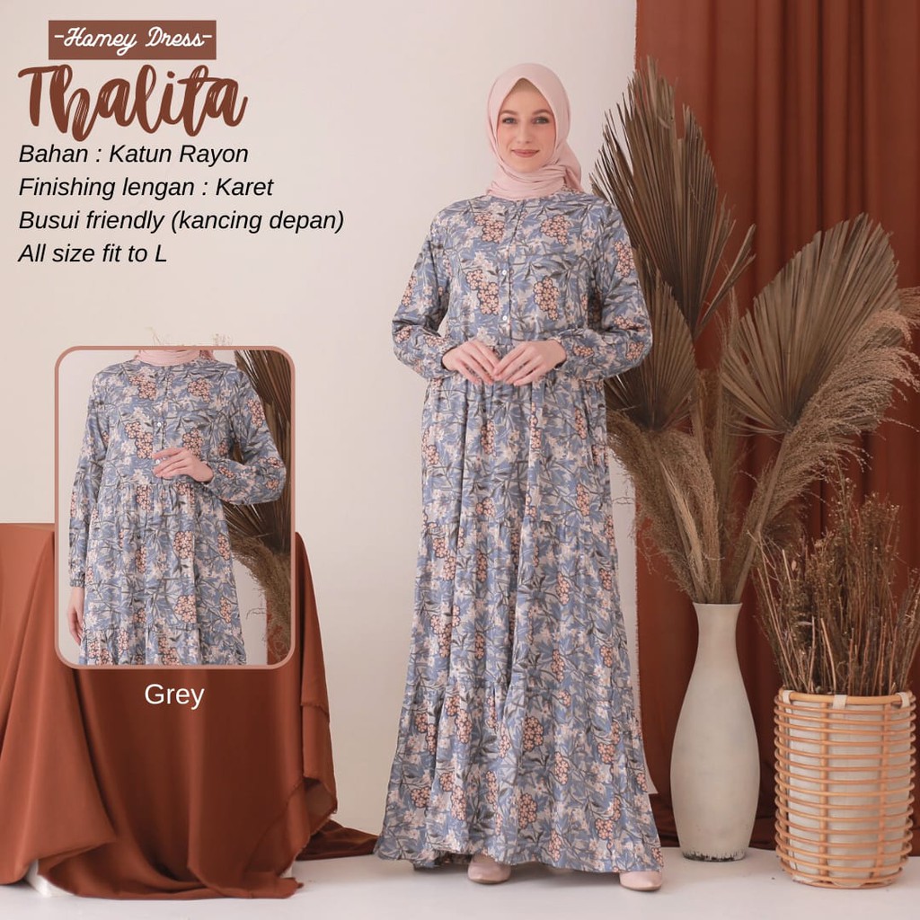 Homey Dress Rayon THALITA Gamis Dewasa Motif