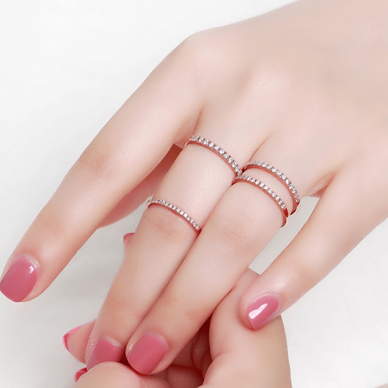 Cincin Wanita Sederhana Cincin Pernikahan Kristal Hadiah Perhiasan Wanita